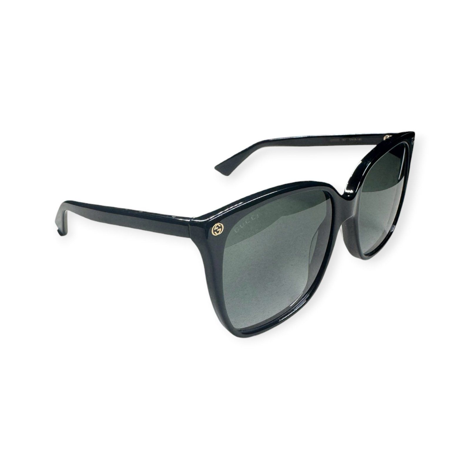 Gucci Gg0022s Butterfly Black Sunglasses Oversized Gray Lenses W/ Case
